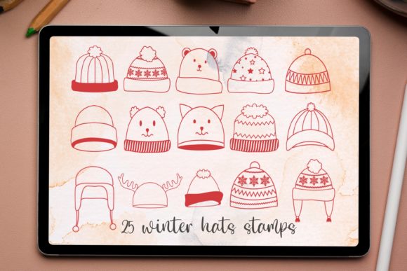 Elevate Your Digital Illustrations with Winter Hats Procreate Stamp Brushes