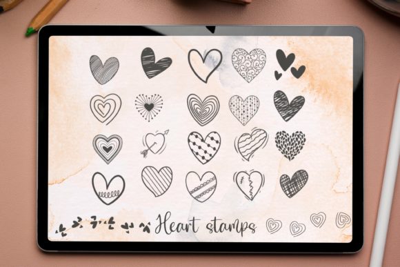 Enhancing Digital Illustration with Doodle Hearts Procreate Stamp Brushes