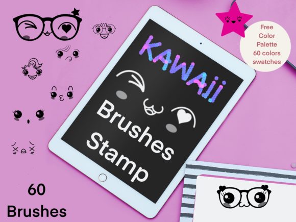 Integrating 60 Kawaii Face Brushes for Procreate into Your Digital Art Workflow